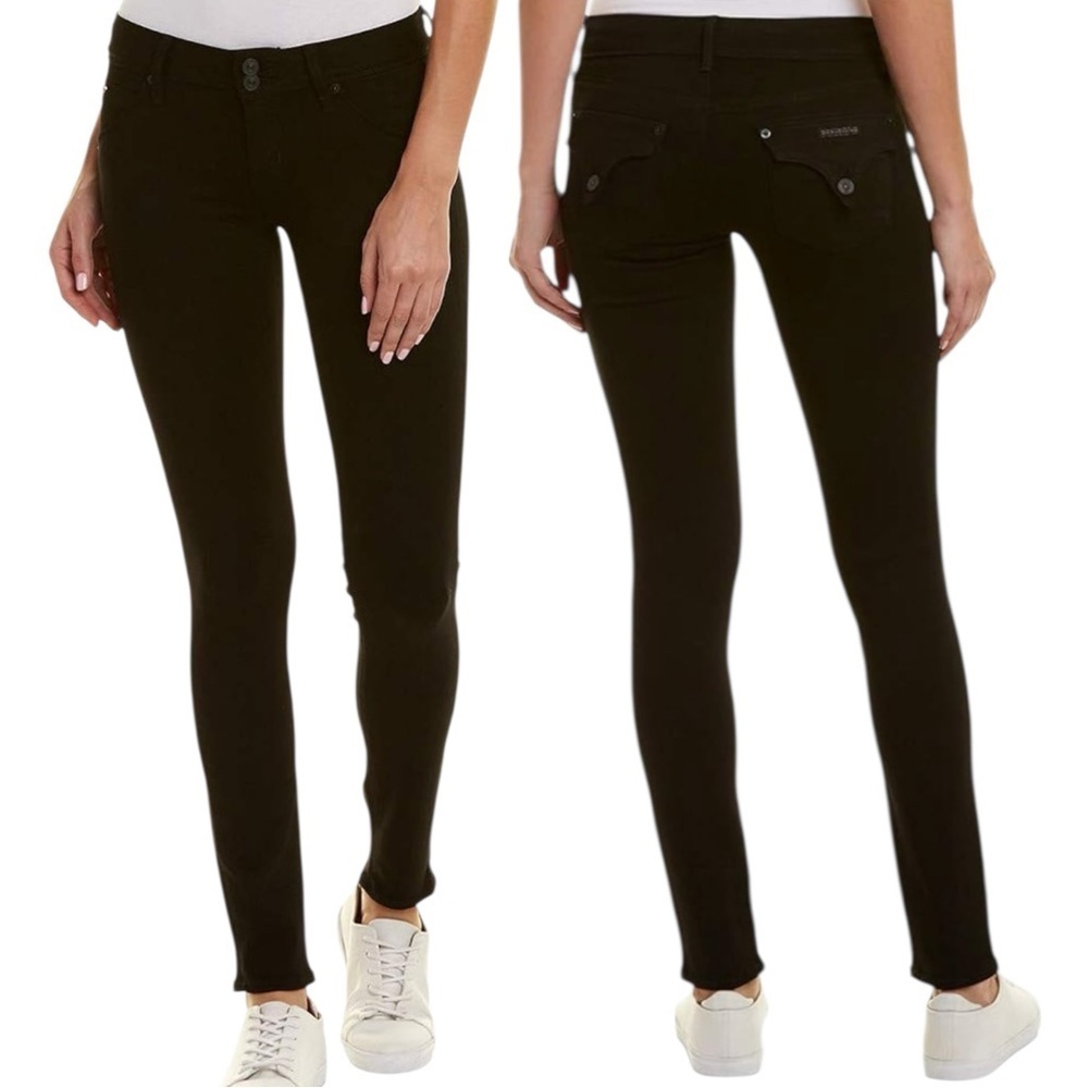 Hudson Collin Mid-Rise Skinny Jeans Black Size 28 Super Stretch